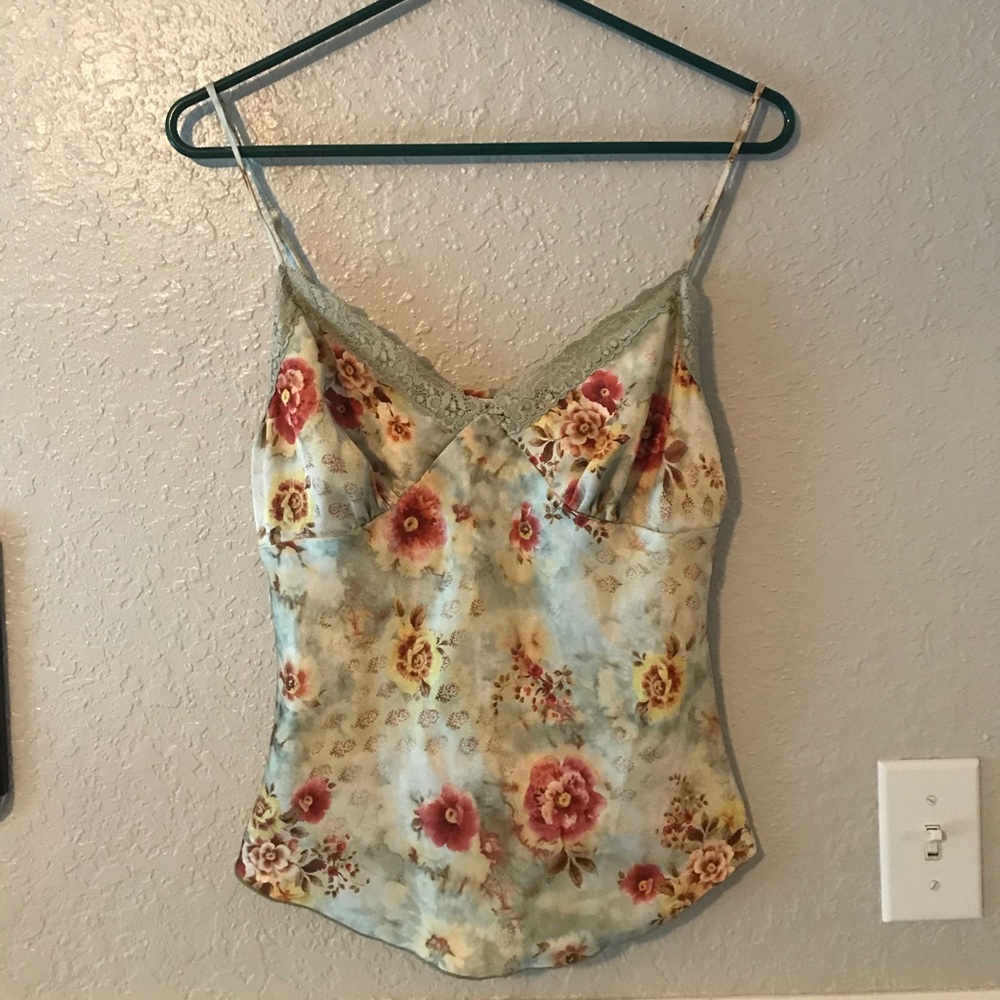 Flower pattered silk camisole